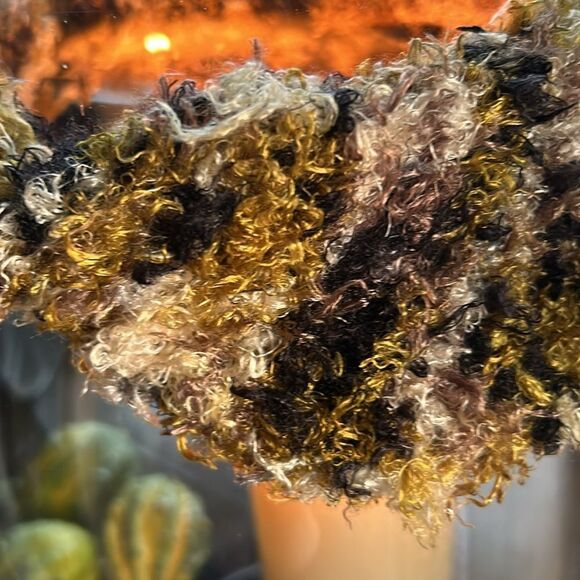 Hand Crafted silk and nylon stretch headband cowl green black mocha ivory Large - Picture 9 of 13